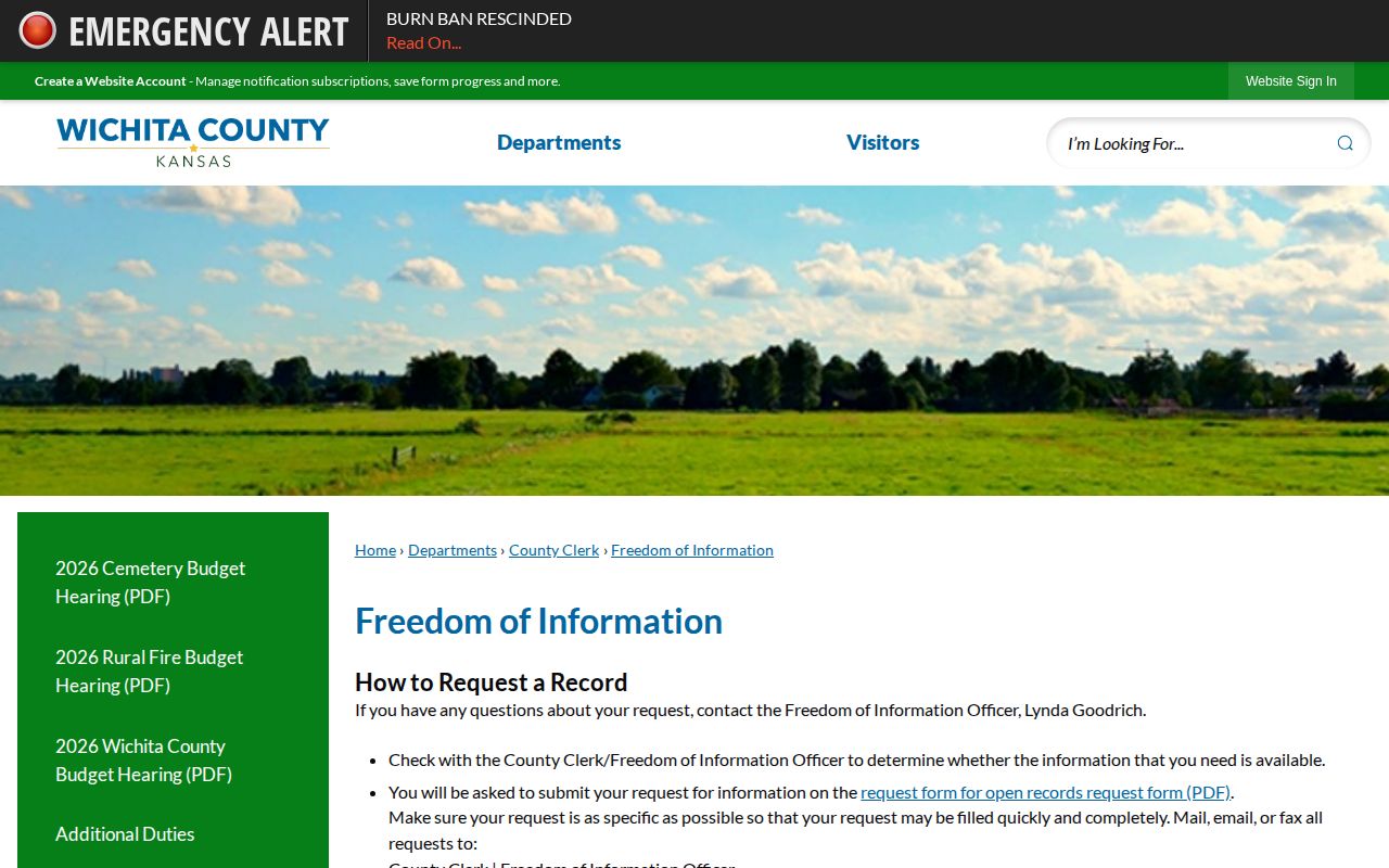 Wichita County released inmate open records request instructions